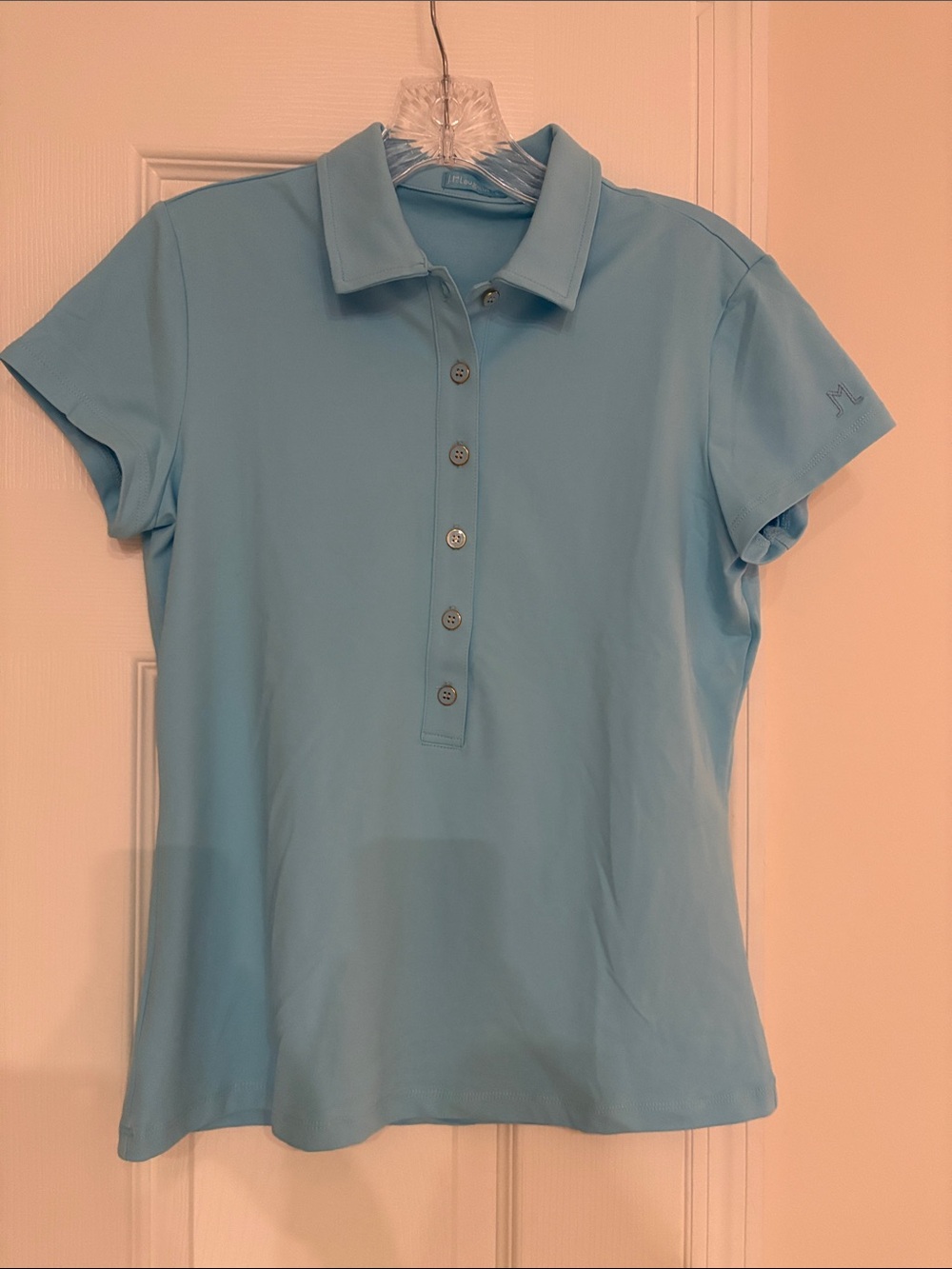 Light Blue Short Sleeve Polo Top by J.McLaughlin